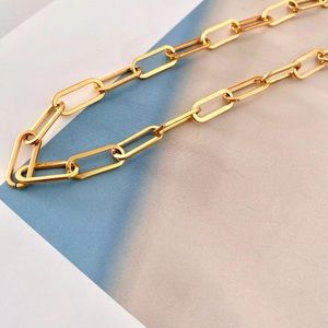 Paperclip trendy chunky gold necklace